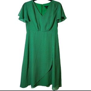 Ann Taylor Factory Green Flutter Sleeve V-Neck Midi Dress